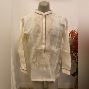 Men's Cream Button Down Shirt Barong
